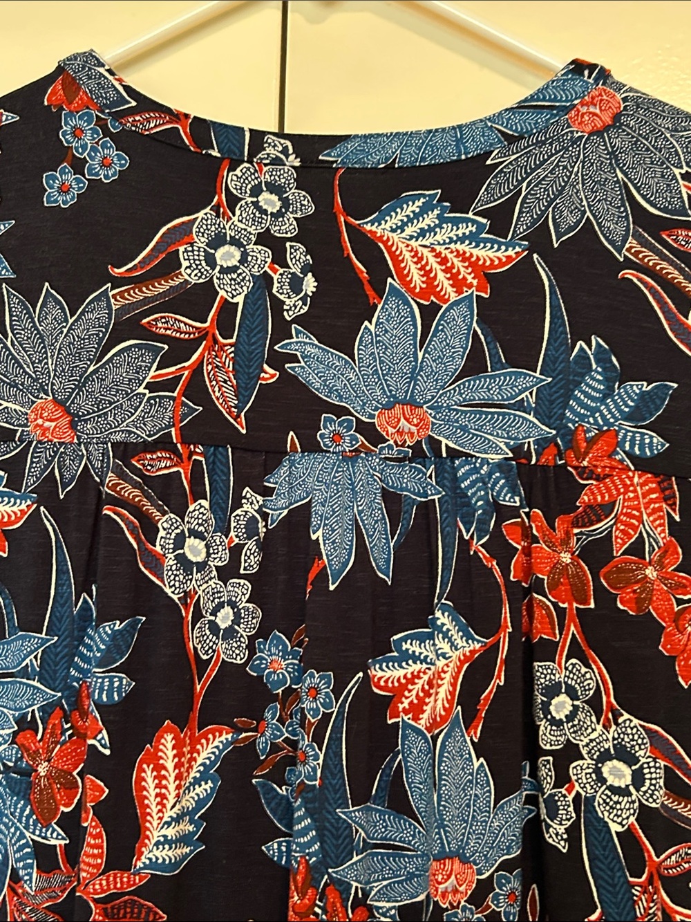 J. Jill Navy Floral Short-Sleeve Midi Dress with Blue & Red Blooms - Picture 8 of 13